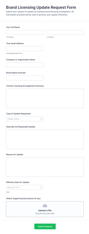Brand Licensing Update Request Form Template