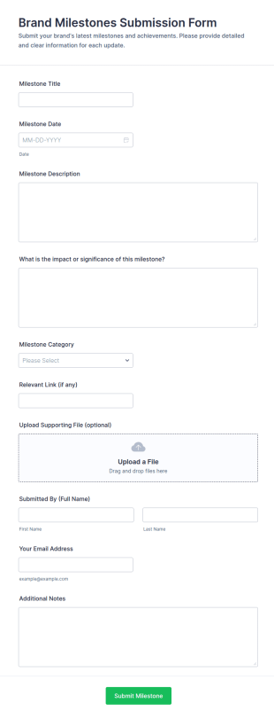 Brand Milestones Submission Form Template
