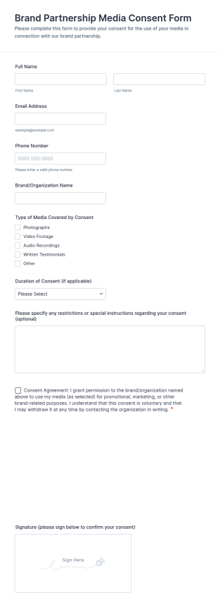Brand Partnership Media Consent Form Template