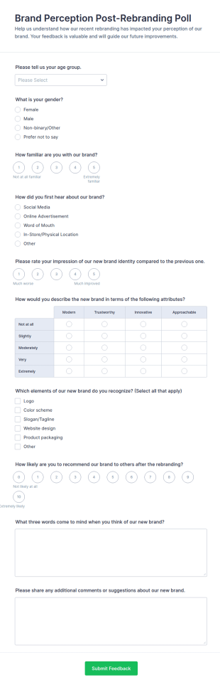 Brand Perception Post Rebranding Poll Form Template