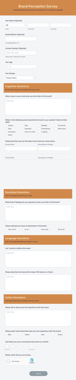 Brand Perception Survey Form Template