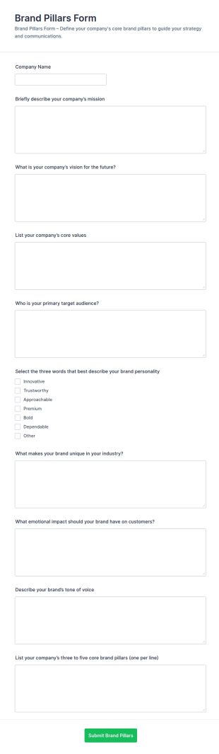 Brand Pillars Form Template