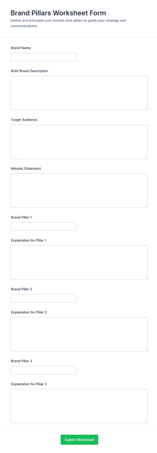 Brand Pillars Worksheet Form Template