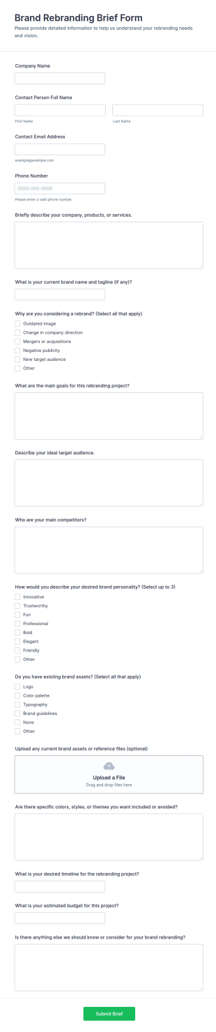 Brand Rebranding Brief Form Template