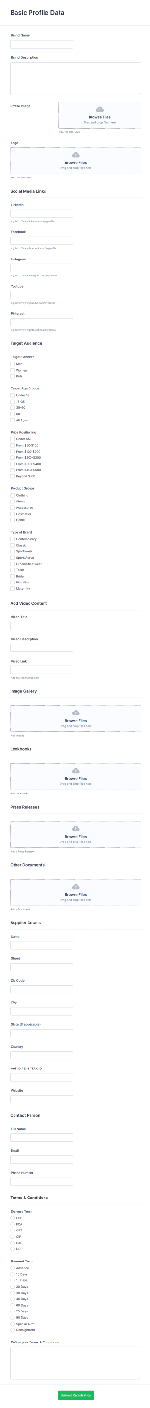 Brand Registration Form Template