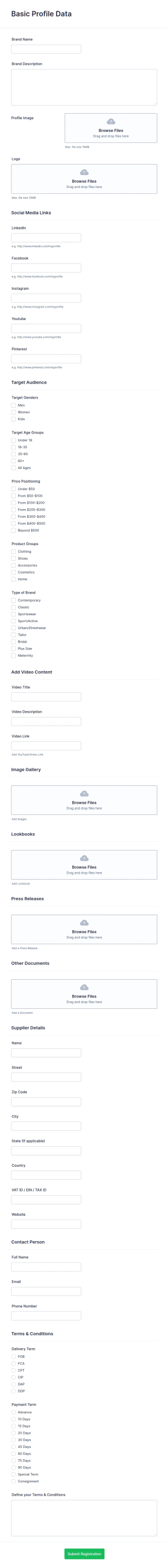 Brand Registration Form Template