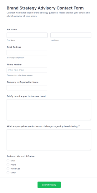 Brand Strategy Advisory Contact Form Template