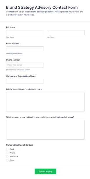 Brand Strategy Advisory Contact Form Template