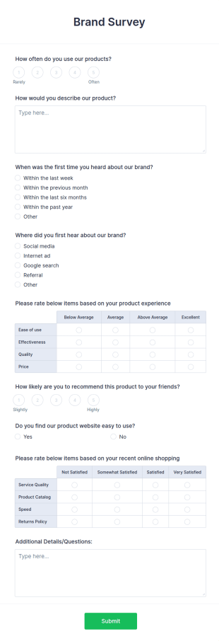 Brand Survey Form Template