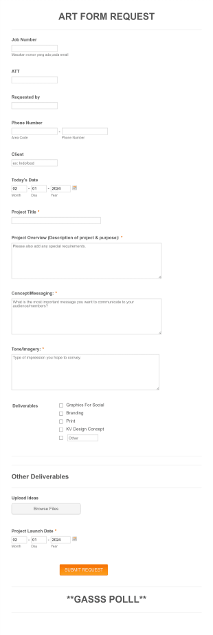 Branding Art Request Form Template