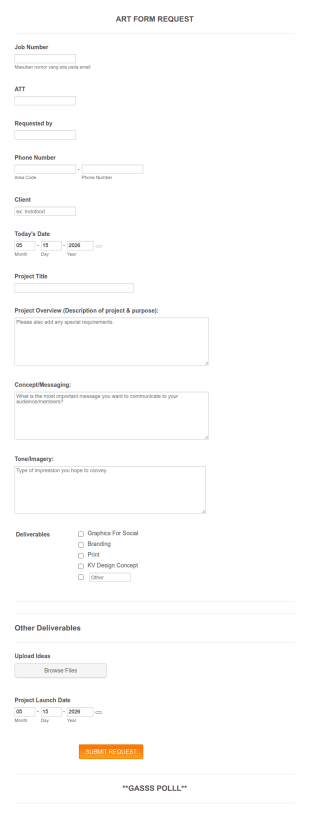 Branding Art Request Form Template