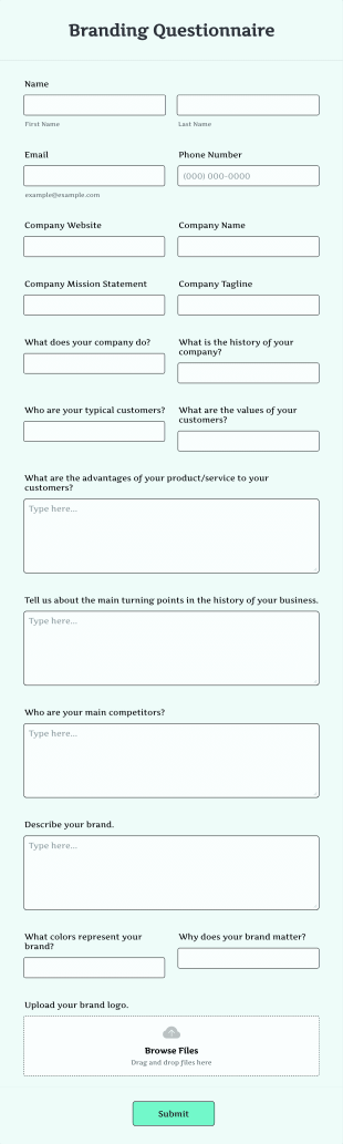Branding Questionnaire Form Template