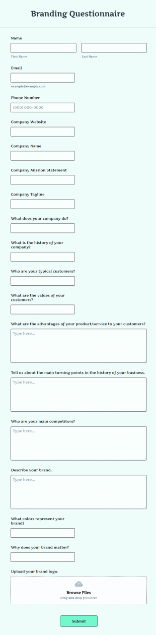 Branding Questionnaire Form Template