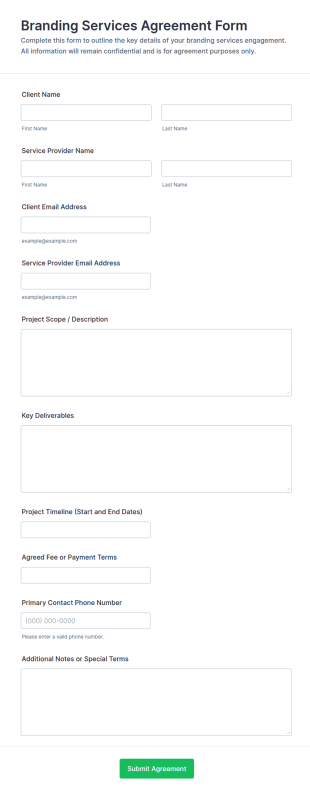 Branding Services Agreement Form Template