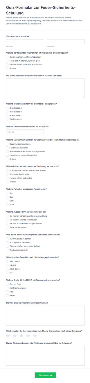 Brandschutz Unterweisung Quiz