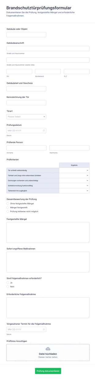 Brandschutztür Prüfungsbogen