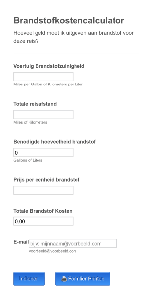 Brandstofkostencalculator