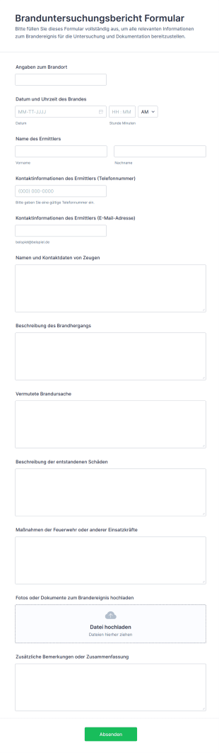 Branduntersuchungsbericht Formular
