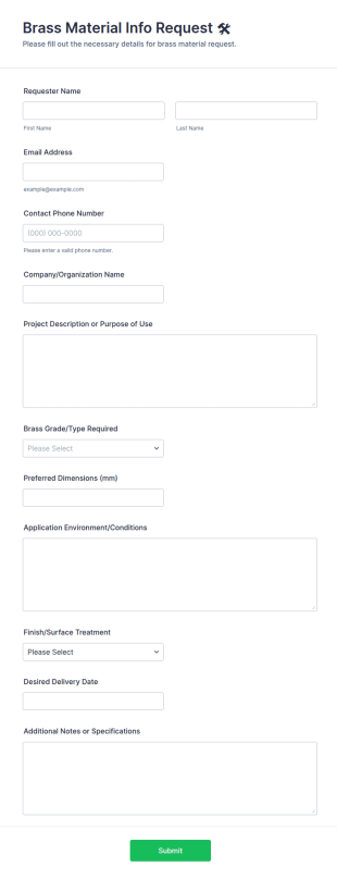 Brass Material Info Request 🛠️ Form Template