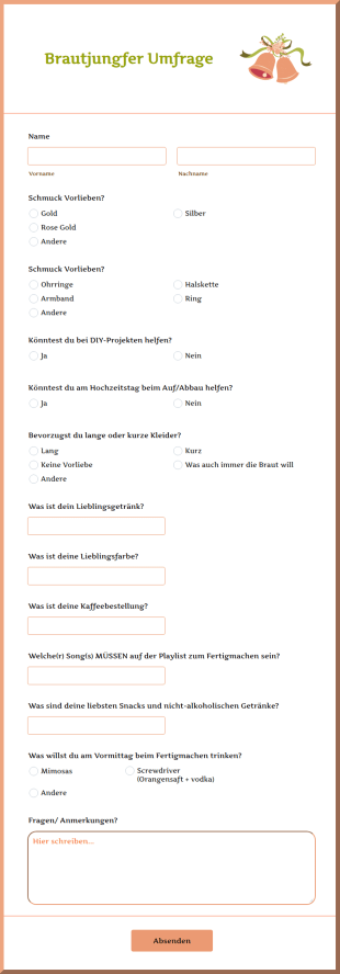Brautjungfer Umfrage