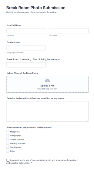 Break Room Photo Submission Form Template