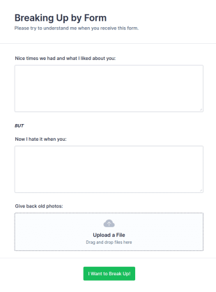 Breaking Up Form Template