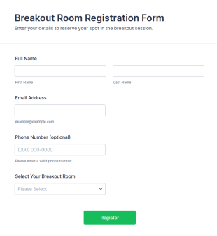 Breakout Room Registration Form Template