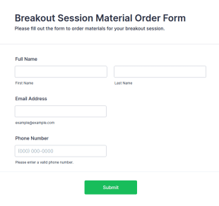 Breakout Session Material Order Form Template