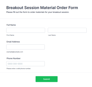 Breakout Session Material Order Form Template