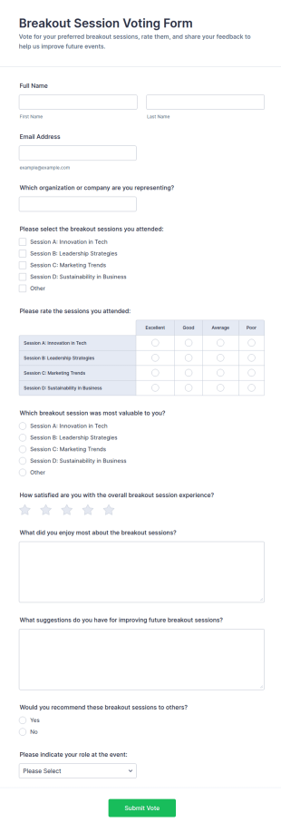 Breakout Session Voting Form Template