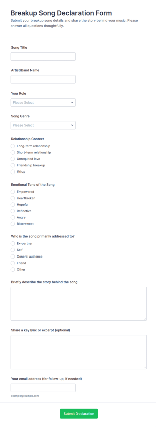 Breakup Song Declaration Form Template