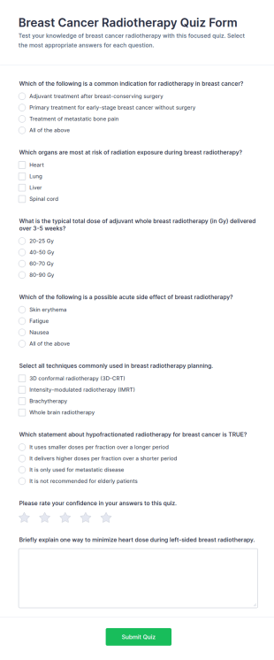 Breast Cancer Radiotherapy Quiz Form Template