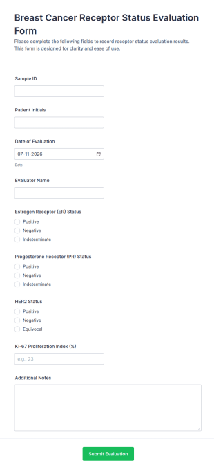 Breast Cancer Receptor Status Evaluation Form Template