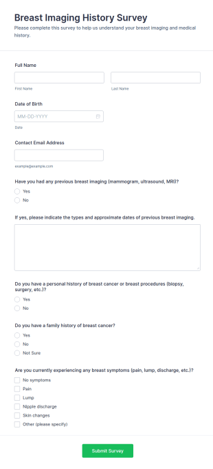 Breast Imaging History Survey Form Template