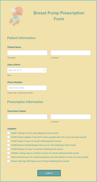 Breast Pump Prescription Form Template