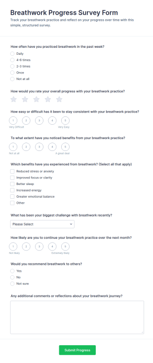Breathwork Progress Survey Form Template