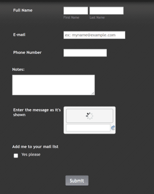 Contact Form Dark Industrial Theme
