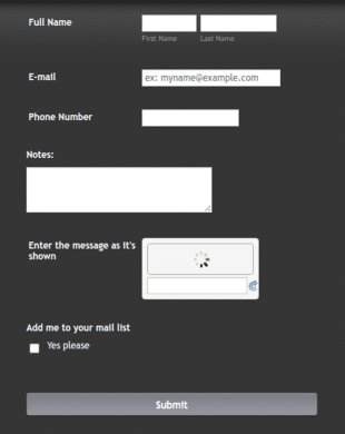 Contact Form Dark Industrial Theme