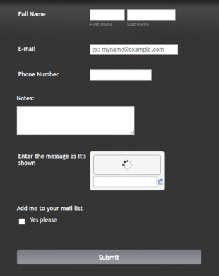 Contact Form Dark Industrial Theme