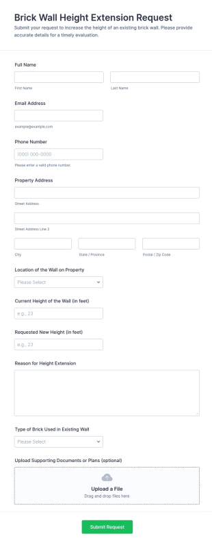 Brick Wall Height Extension Request Form Template