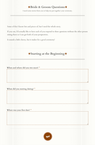 Bride And Groom Questions Form Template