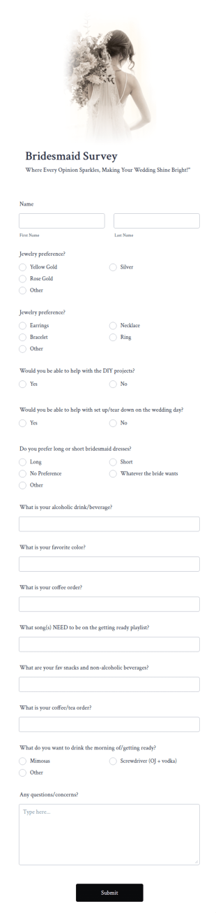 Bridesmaid Survey Form Template