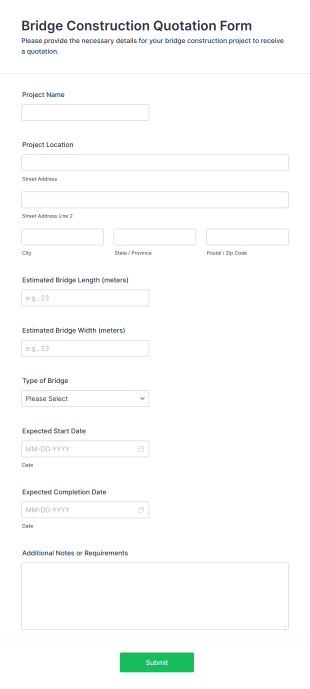 Bridge Construction Quotation Form Template