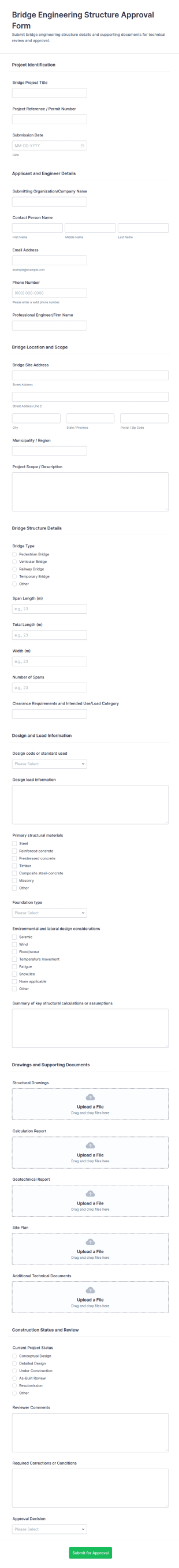 Bridge Engineering Structure Approval Form Template