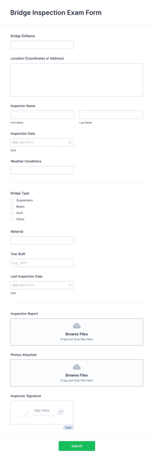 Bridge Inspection Exam Form Template