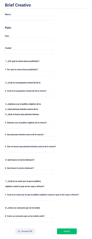 Brief Creativo Form Template