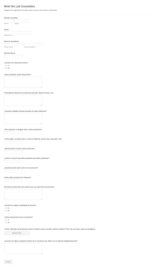 Brief Go Lab Cosmetics Form Template