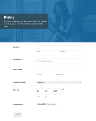 Briefing Cartão De Visita Digital Form Template
