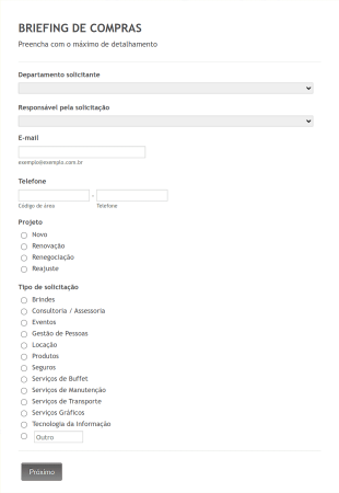 Briefing De Compras Form Template