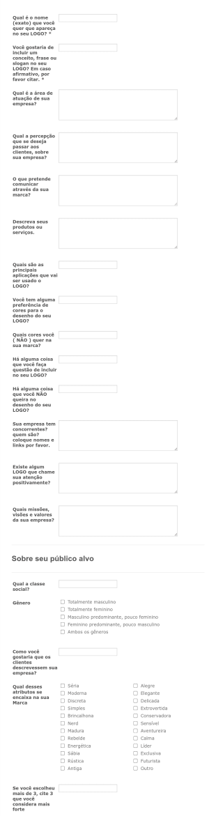 Briefing De Marca Form Template